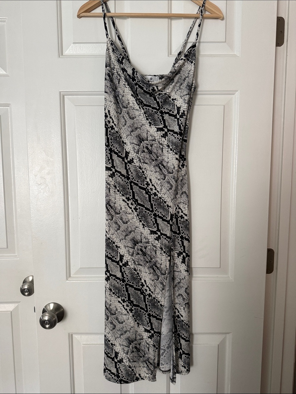 Socialite Black and White Snake-Print Midi Slip Dress